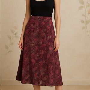 JM Collection NWT Black, White, and Pink Printed A-Line Skirt P/M